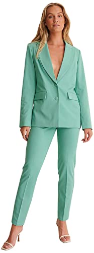 NA-KD Damen Fitted Suit Pants Hose, Eden Green, 40, 38 von NA-KD