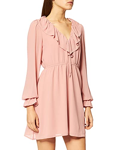 NA-KD Damen Frill V-Neck Mini Dress Lässiges Kleid, Dusty Pink, 42 EU von NA-KD