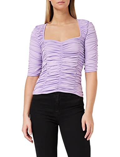 NA-KD Damen Gathered Jersey Top Hemd, violett, XL von NA-KD