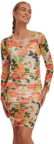 NA-KD Damen Gathered Mesh Dress Lssiges Kleid, Blumenmuster, S EU von NA-KD