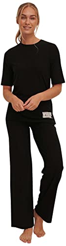 NA-KD Damen Gerippte Patch-Detail Lssige Hose, Schwarz, XS von NA-KD