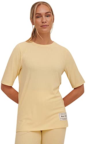 NA-KD Damen Geripptes T-Shirt, Französische Vanille, M von NA-KD