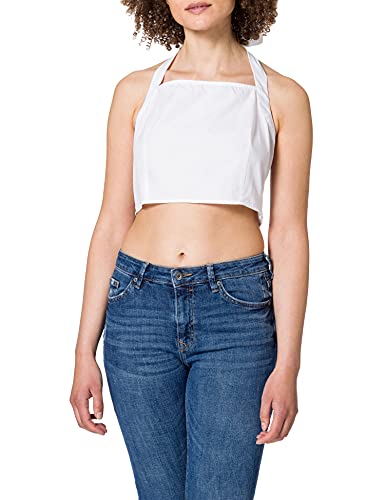 NA-KD Damen Halterneck Fitted Top Hemd, weiß, 36 EU von NA-KD