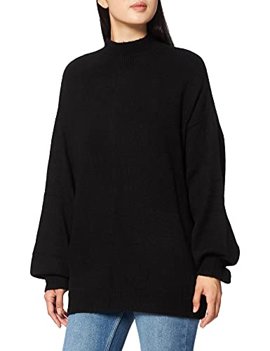 NA-KD Damen High Neck Knitted Sweater Pullover, Schwarz, 2XS von NA-KD