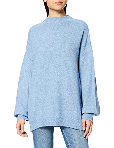 NA-KD Damen High Neck Knitted Sweater Pullover, blau, XS von NA-KD
