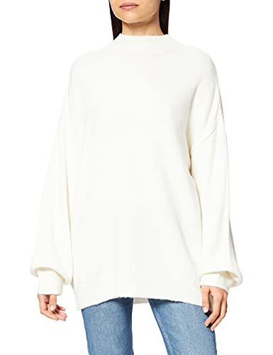 NA-KD Damen High Neck Knitted Sweater Pullover, gebrochenes weiß, XL von NA-KD