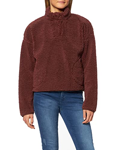 NA-KD Damen High Neck Teddy Overshirt Pullover, burgunderfarben, 46 EU von NA-KD