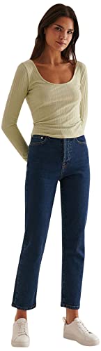 NA-KD Damen Hohe Taille, gerader Denim Jeans, dunkelblau, 42 NA-KD Damen Hohe Taille, gerader Denim Jeans, dunkelblau, 42 von NA-KD
