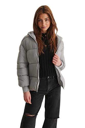 NA-KD Damen Hooded Jacket Jacken, grau, 38 EU von NA-KD