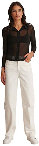 NA-KD Damen Jeanshose mit weitem Bein, Raw Hem Denim, natur, 42 von NA-KD