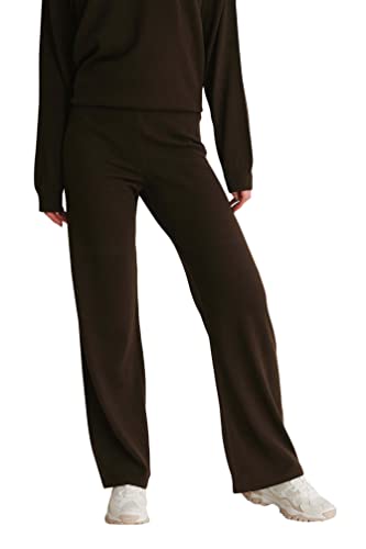 NA-KD Damen Knitted Pants Hose, Dunkelbraun, 2XS von NA-KD