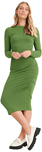 NA-KD Damen Knitted Ruching Midi Dress Lässiges Kleid, waldgrün, L von NA-KD