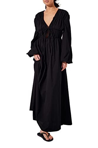 NA-KD Damen Kordelzug Lässiges Kleid, Schwarz, 36 von NA-KD