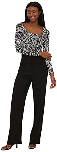 NA-KD Damen Korsett-Oberteil mit quadratischem Ausschnitt und Netzstoff Trgershirt/Cami Shirt, Schwarz/Zebramuster, M von NA-KD