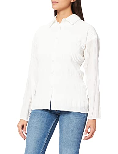 NA-KD Damen Light Pleated Shirt Hemd, gebrochenes weiß, 32 EU von NA-KD