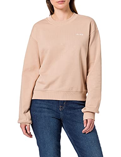 NA-KD Damen Logo Basic Sweater Sweatshirt, Beige, S EU von NA-KD