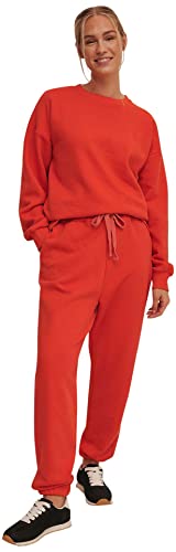 NA-KD Damen Love Sweatpants mit Stickerei Trainingshose, Spicy Red, S von NA-KD