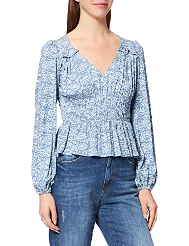 NA-KD Damen Marked Waist Blouse Bluse, Blauer Kamm, 42 EU von NA-KD