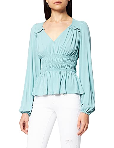 NA-KD Damen markierter Taille Bluse, grün, 34 EU von NA-KD