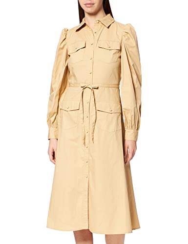 NA-KD Damen Midikleid mit Puffärmeln Lässiges Kleid, Khaki, 44 EU von NA-KD