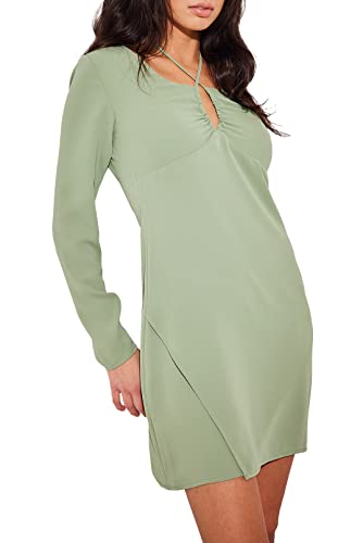 NA-KD Damen Minikleid mit Schlüsselloch-Detail Lässiges Kleid, Jade, 42 von NA-KD