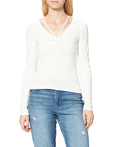 NA-KD Damen Neck Detail top Hemd, gebrochenes weiß, M von NA-KD