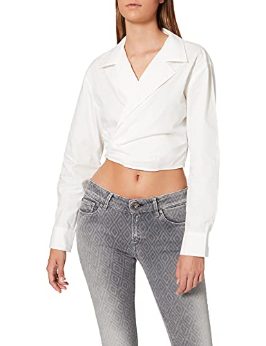 NA-KD Damen Overlap Cropped Shirt Hemd, weiß, 38 EU von NA-KD
