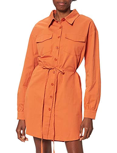 NA-KD Damen Oversized Belted Shirt Hemd, Orange, 36 EU von NA-KD