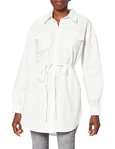 NA-KD Damen Oversized Belted Shirt Hemd, beige, 46 EU von NA-KD
