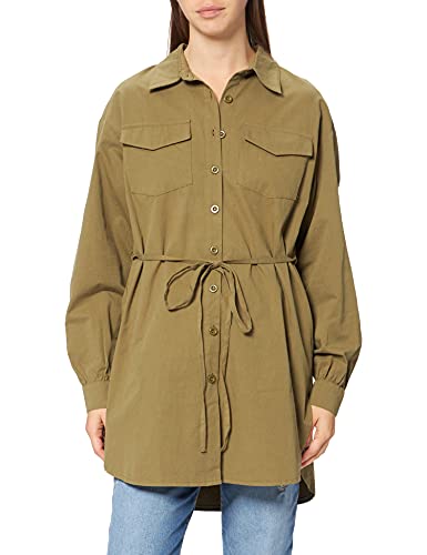 NA-KD Damen Oversized Belted Shirt Hemd, olivgrün, 42 EU von NA-KD