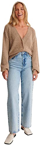 NA-KD Damen Oversized Strickcardigan Strickjacke, Dunkelbeige, M von NA-KD