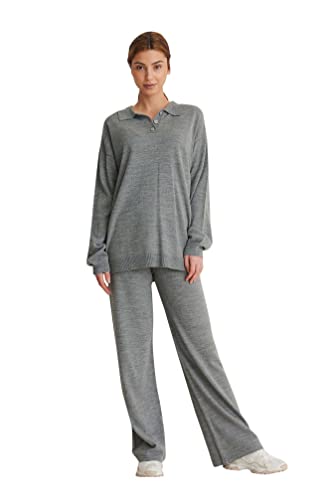 NA-KD Damen Oversized Polo Neck Sweater Pullover, grau, L von NA-KD