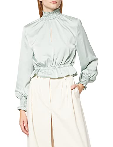 NA-KD Damen Padded Shoulder Blouse Bluse, lichtgrün, 36 EU von NA-KD