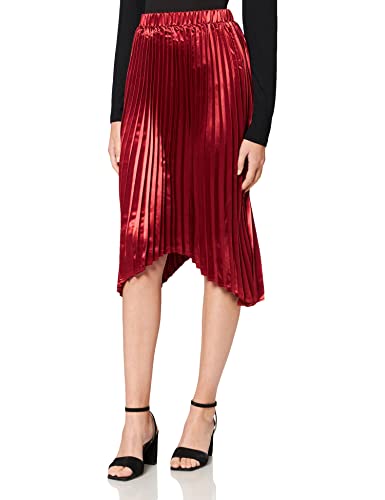 NA-KD Damen Pleated Asymmetric Skirt Rock, burgunderfarben, 36 EU von NA-KD