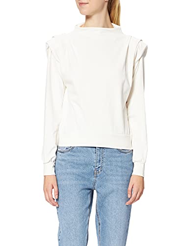 NA-KD Damen Pleated Detail Sweater Sweatshirt, Off White, Small von NA-KD