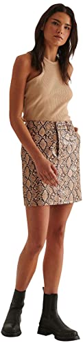 NA-KD Damen Pu Mini Skirt Rock, Schlange, 34 von NA-KD