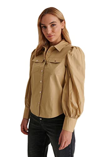 NA-KD Damen Puff Sleeve Shirt Hemd, Khaki, 40 EU von NA-KD