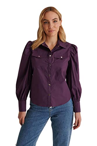 NA-KD Damen Puff Sleeve Shirt Hemd, violett, 36 EU von NA-KD