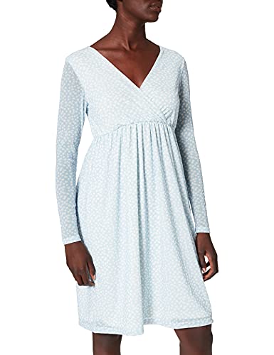 NA-KD Damen Recycled Wrap Mesh Dress Kleid, Hellblau Weiß Floral, 38 EU von NA-KD