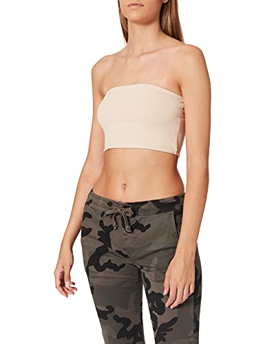 NA-KD Damen Ribbed Bandeau Top Hemd, beige, M von NA-KD