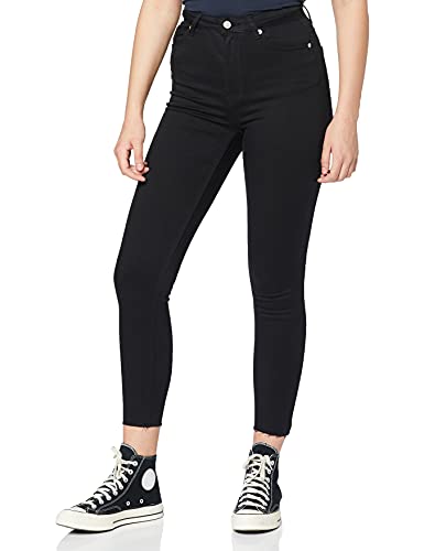 NA-KD Damen Skinny High Waist Open Hem Jeans, Schwarz, 34 EU von NA-KD