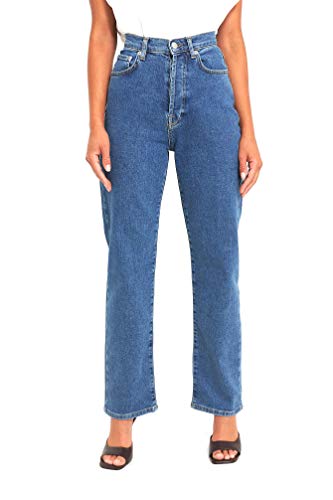 NA-KD Damen Straight High Waist Jeans, mittelblau, 36 von NA-KD