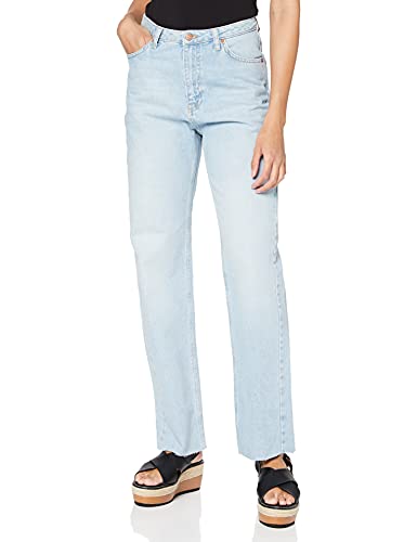 NA-KD Damen Gerade hoher Taille und rohem Saum Jeans, hellblau, 38 EU von NA-KD