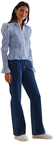 NA-KD Damen Straight Leg High Waist Jeans, dunkelblau, 34 von NA-KD
