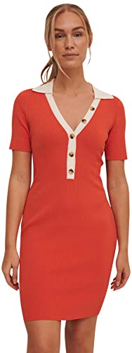 NA-KD Damen Strickkleid mit geripptem Detail Lssiges Kleid, Spicy Red, L von NA-KD