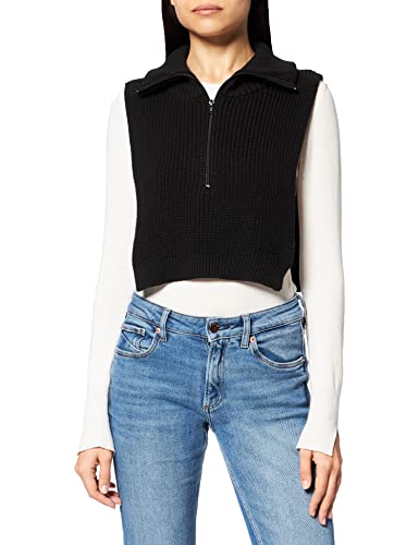NA-KD Damen Strickweste mit hohem Halsausschnitt Pullover, Schwarz, 2XS von NA-KD