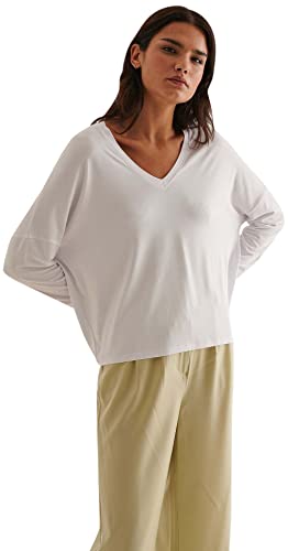 NA-KD Damen V-Neck Jersey Top Trgershirt/Cami Shirt, weiß, L von NA-KD