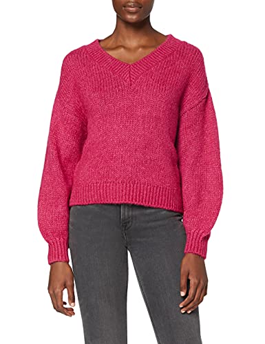 NA-KD Damen V-Neck Knitted Sweater Pullover, Rose, S von NA-KD