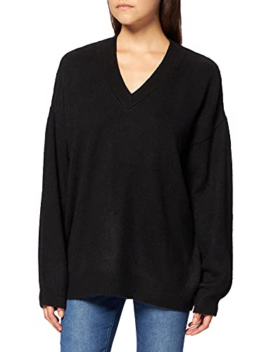 NA-KD Damen V-Neck Knitted Sweater Pullover, Schwarz, XS von NA-KD