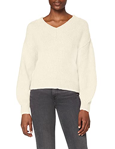 NA-KD Damen V-Neck Knitted Sweater Pullover, beige, M von NA-KD